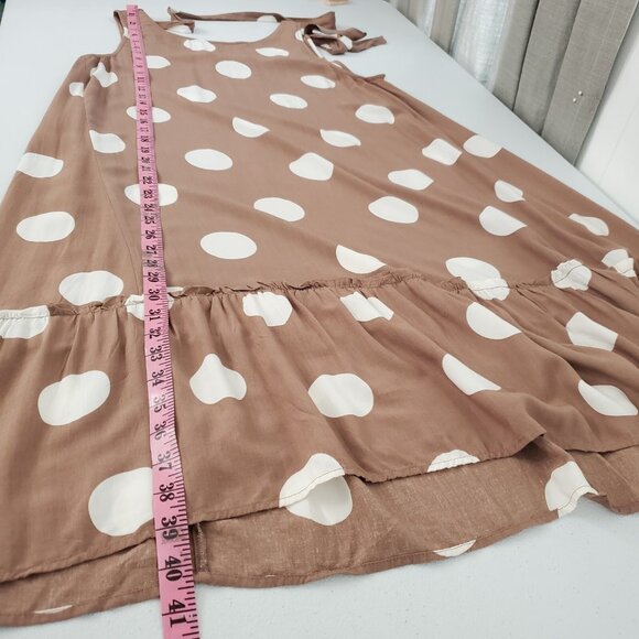 Loft Womens Brown Polka Dot Sundress Size M Tie Back Drop Waist Preppy Summer - Picture 8 of 9